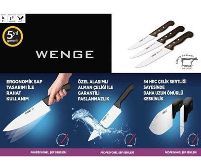 Pirge No:0 25 cm Paslanmaz Çelik 6 Parça Et Bıçağı