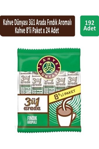 Kahve Dünyası 3'ü 1 Arada Fındık 18 gr 192 Adet Hazır Kahve