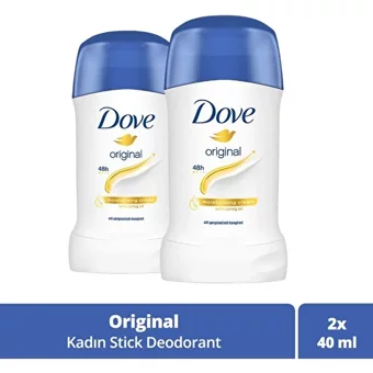 Dove Original Pudralı Ter Önleyici Antiperspirant Stick-Roll-On Kadın 2x40 ml