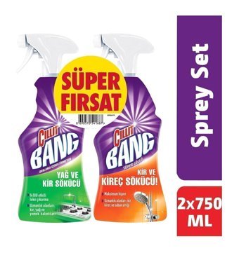 Cillit Bang Yağ Çözücü ve Kireç Çözücü Konsantre Sprey Banyo Temizleyici 2x750 ml