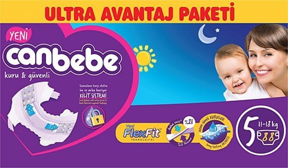 Canbebe Junior Jumbo Paket 5 Numara Bantlı Bebek Bezi 88 Adet