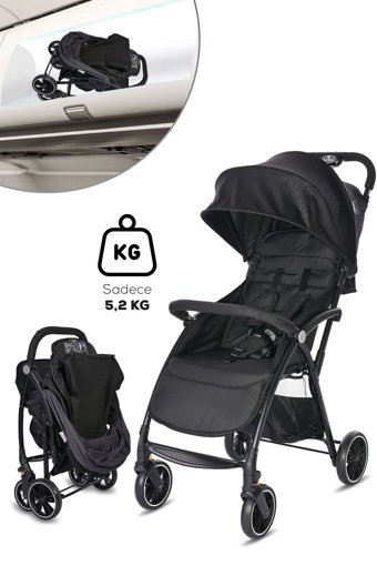 Lorelli Fresh Black Jasper Katlanabilir Tek Elle Kapanan Kabin Tipi Travel Sistem Bebek Arabası Siyah