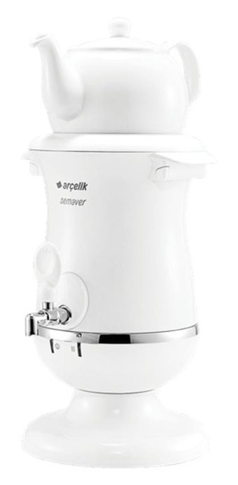 Arçelik K 3285 P 1800 W 2.5 lt Porselen Tek Demlikli Tek Musluklulu Çelik Elektrikli Semaver Beyaz
