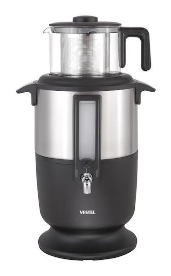 Vestel Sefa 4500 CX 2175 W 3.3 lt Cam Tek Demlikli Tek Musluklulu Çelik Elektrikli Semaver Gümüş