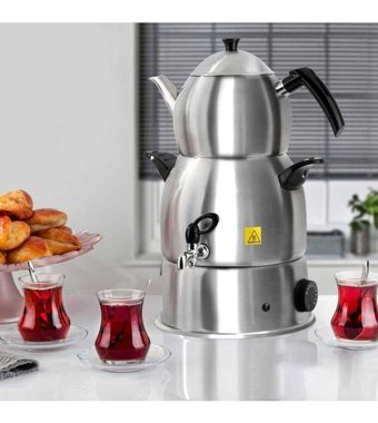 Yonca 1500 W 4 lt Çelik Tek Demlikli Tek Musluklulu Elektrikli Semaver Siyah