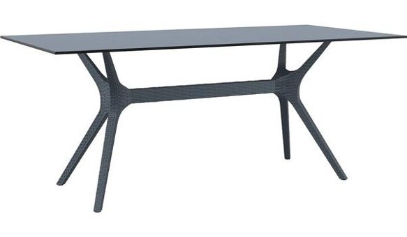 Siesta İbiza 90x180 cm Siyah Dikdörtgen Plastik Bahçe Masası