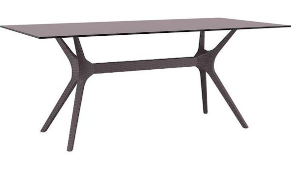 Siesta İbiza 90x180 cm Siyah Dikdörtgen Plastik Bahçe Masası