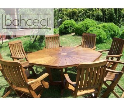 Bahçeci Narcis 150 cm Kahverengi Yuvarlak Ahşap Bahçe Masası