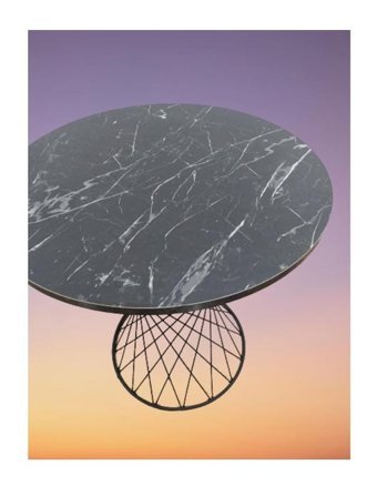 Bengi Ticaret Optimaly Pota 80x78 cm Siyah Yuvarlak Metal Bahçe Masası