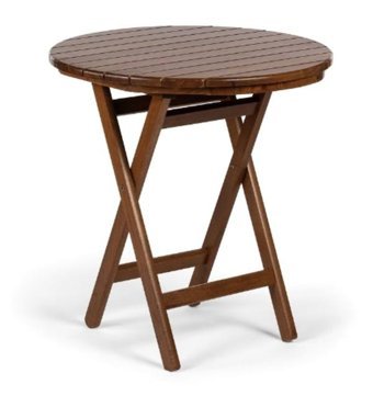 Ustoll Furniture Buzludja 70 cm Kahverengi Katlanabilir Yuvarlak Ahşap Bahçe Masası