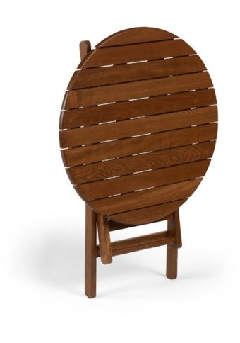 Ustoll Furniture Buzludja 70 cm Kahverengi Katlanabilir Yuvarlak Ahşap Bahçe Masası