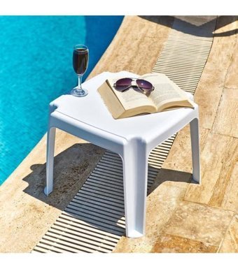 Holiday Teak 50x50 cm Bej Kare Plastik Bahçe Masası