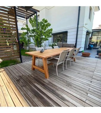 Agm Ahşap 220x90 cm Kahverengi Dikdörtgen Ahşap Bahçe Masası