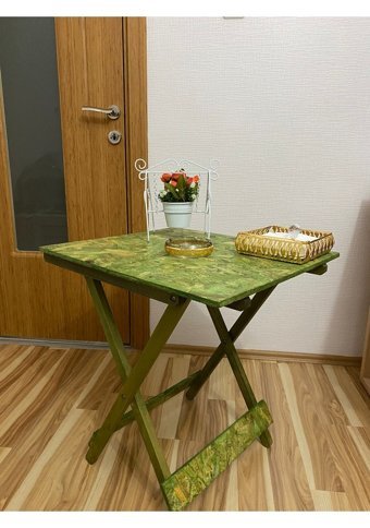 Apak Ahşap 60x50 cm Yeşil Katlanabilir Dikdörtgen Ahşap Bahçe Masası