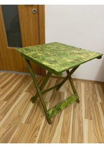 Apak Ahşap 60x50 cm Yeşil Katlanabilir Dikdörtgen Ahşap Bahçe Masası