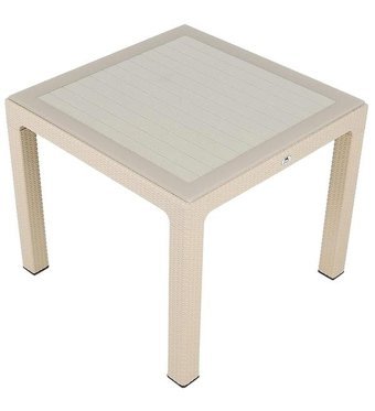 Galleon Design Luna Elit 90x90 cm Çöl Beji Kare Plastik Bahçe Masası