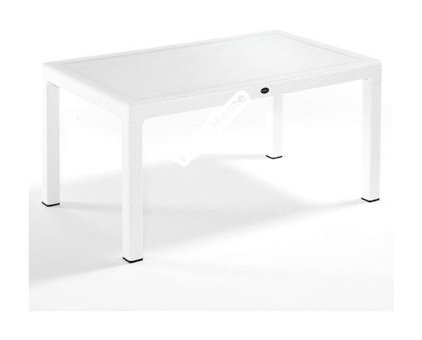 Novussi 90x150 cm Beyaz Dikdörtgen Rattan Bahçe Masası