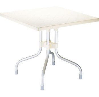 Siesta Forza 80x80 cm Beyaz Katlanabilir Kare Plastik Bahçe Masası