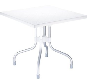 Siesta Forza 80x80 cm Beyaz Katlanabilir Kare Plastik Bahçe Masası
