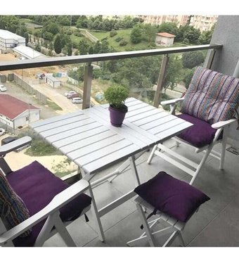 Bahçeci Atina 70x70 cm Beyaz Katlanabilir Dikdörtgen Ahşap Bahçe Masası