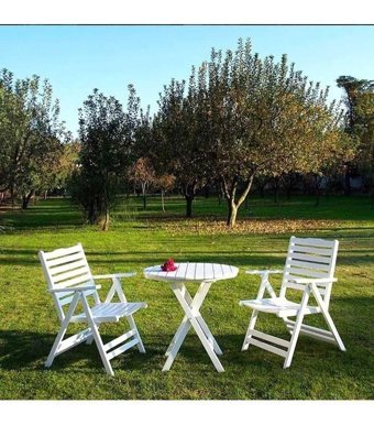 Bahçeci Buzludja 70 cm Beyaz Katlanabilir Yuvarlak Ahşap Bahçe Masası