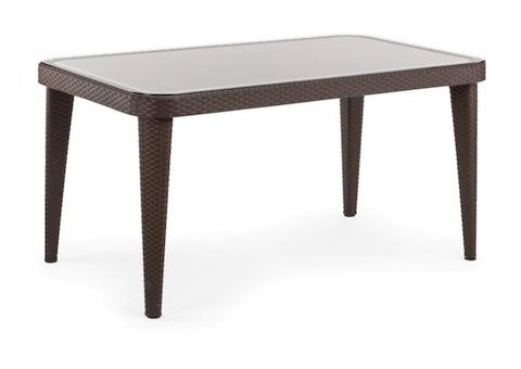 Bintaş Mobilya 150x90 cm Kahverengi Dikdörtgen Plastik Bahçe Masası