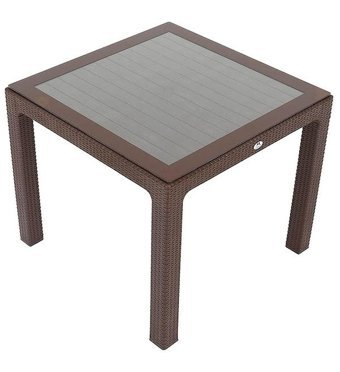 Galleon Design Luna Elit 90x90 cm Kahverengi Kare Rattan Bahçe Masası