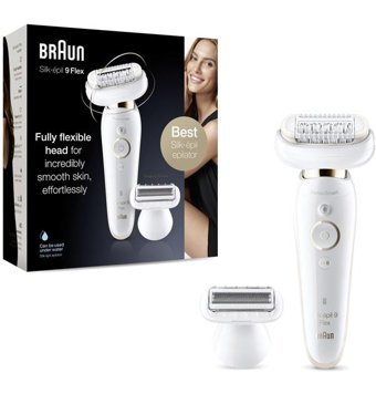 Braun Silk-Epil 9 Flex 9006 SensoSmart Yüz Genital Bölge Tüm Vücut Bıyık Koltuk Altı Bacak için Çift Başlıklı Kablosuz Işıklı Epilatör Beyaz