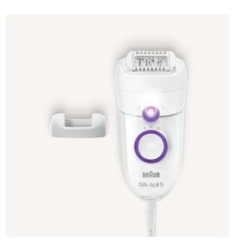 Braun Silk-Epil 5 5505 Smartlight Tüm Vücut Koltuk Altı Bacak için Kablolu Işıklı Islak Kuru Epilatör Beyaz