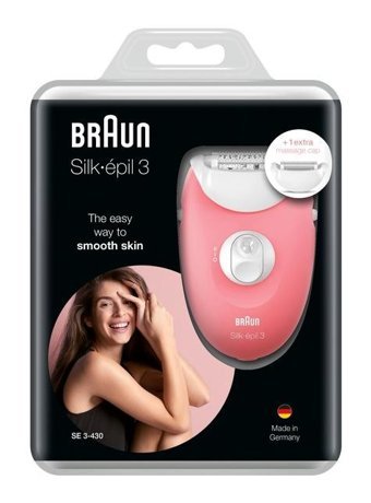 Braun Silk-Epil 3 3430 Smartlight Yüz Genital Bölge Bıyık Koltuk Altı Bacak için 20 Cımbızlı Kablolu Işıklı Epilatör Pembe