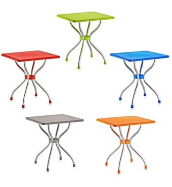 Holiday Alfa 70x70 cm Çok Renkli Kare Plastik Bahçe Masası