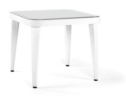 Bintaş Mobilya 90x90 cm Beyaz Kare Plastik Bahçe Masası
