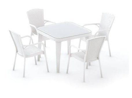 Bintaş Mobilya 90x90 cm Beyaz Kare Plastik Bahçe Masası