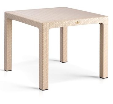Bahex 90x90 cm Bej Kare Plastik Bahçe Masası