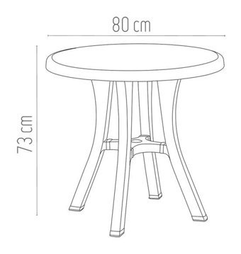 Holiday Royal 80 cm Gri Yuvarlak Plastik Bahçe Masası