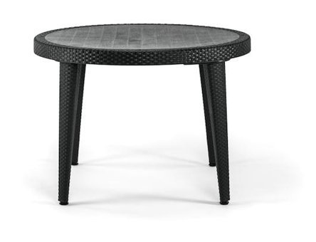 Bintaş Mobilya 110x75 cm Siyah Yuvarlak Plastik Bahçe Masası