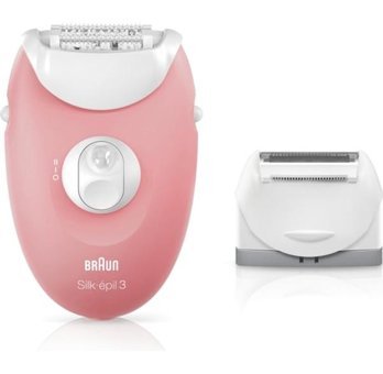 Braun Silk-Epil 3 3440 Yüz Tüm Vücut Kaş Koltuk Altı Bacak için 20 Cımbızlı Çift Başlıklı Kablolu Epilatör Pembe