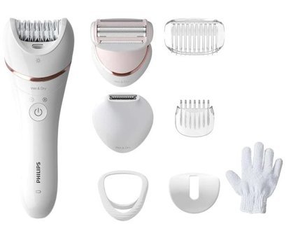 Philips BRE720/05 Genital Bölge Koltuk Altı Bacak için 32 Cımbızlı 7 Başlıklı Kablosuz Islak Kuru Epilatör Beyaz