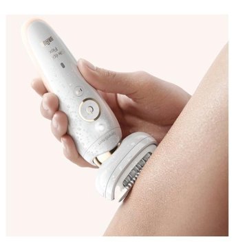 Braun Silk-Epil 9 Flex 9001 Genital Bölge Tüm Vücut Koltuk Altı Bacak için 40 Cımbızlı Tek Başlıklı Kablosuz Işıklı Islak Kuru Epilatör Beyaz