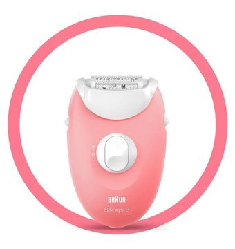 Braun Silk-Epil 3 3176 Smartlight Kaş Bıyık Koltuk Altı Bacak için Tek Başlıklı Kablolu Epilatör Pembe