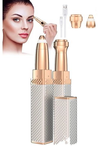 Markafox Luxury Yüz Genital Bölge Kaş Bıyık Koltuk Altı Sakal Bacak için 2 Cımbızlı 2 Başlıklı Kablosuz Işıklı Epilatör Gri