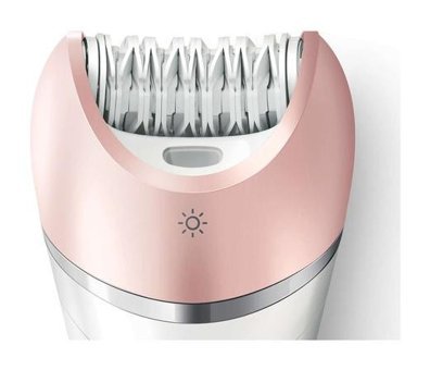Philips BRP545-00 Yüz Genital Bölge Tüm Vücut Koltuk Altı Bacak için 32 Cımbızlı Kablosuz Işıklı Islak Kuru Epilatör Pembe