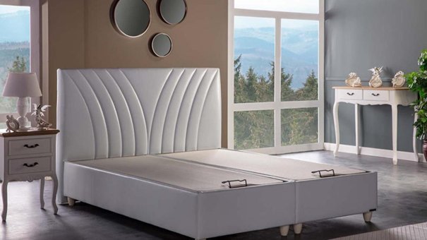 Bellona Verso 140x190 cm Başlıklı Sandıklı Tek Kişilik Baza Seti Krem
