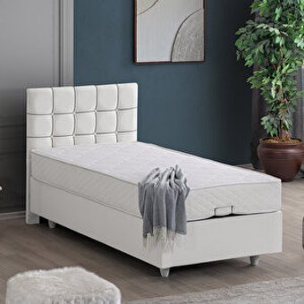 Setay Mobilya Tavira 120x200 cm Başlıklı Yataklı Sandıklı Tek Kişilik Baza Seti Beyaz