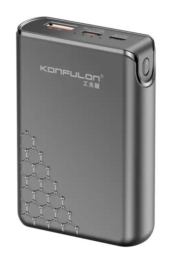 Konfulon A6Q 10000 mAh Hızlı Şarj Dijital Göstergeli Micro USB Type C Çoklu Bağlantı Powerbank Siyah