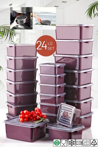 Nandy Home 48'li Plastik Saklama Kabı Bordo
