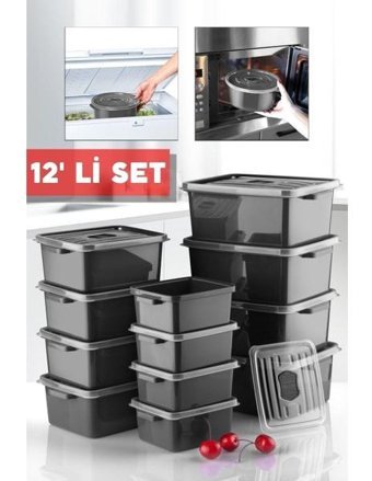 Nandy Home 24'lü Plastik Saklama Kabı Siyah