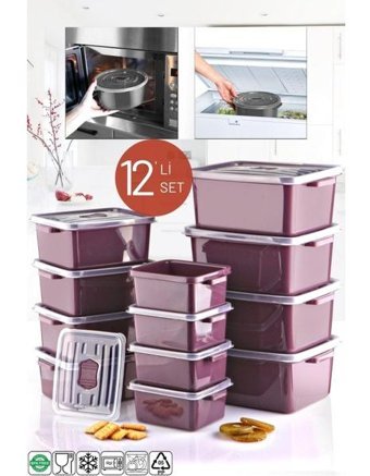 Nandy Home 24'lü Plastik Saklama Kabı Bordo