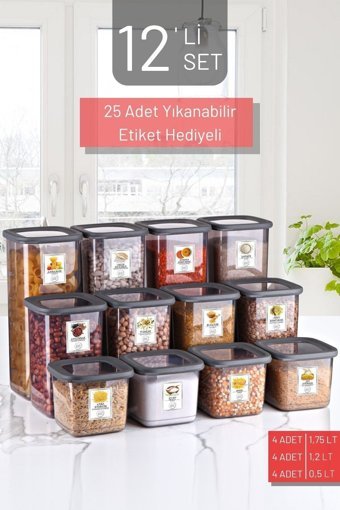 Nandy Home 24'lü Plastik Saklama Kabı Antrasit