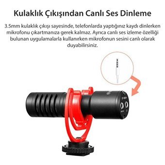 Boya BY-MM1 Condenser 3.5 mm Kablolu Yayıncı Siyah El Mikrofon